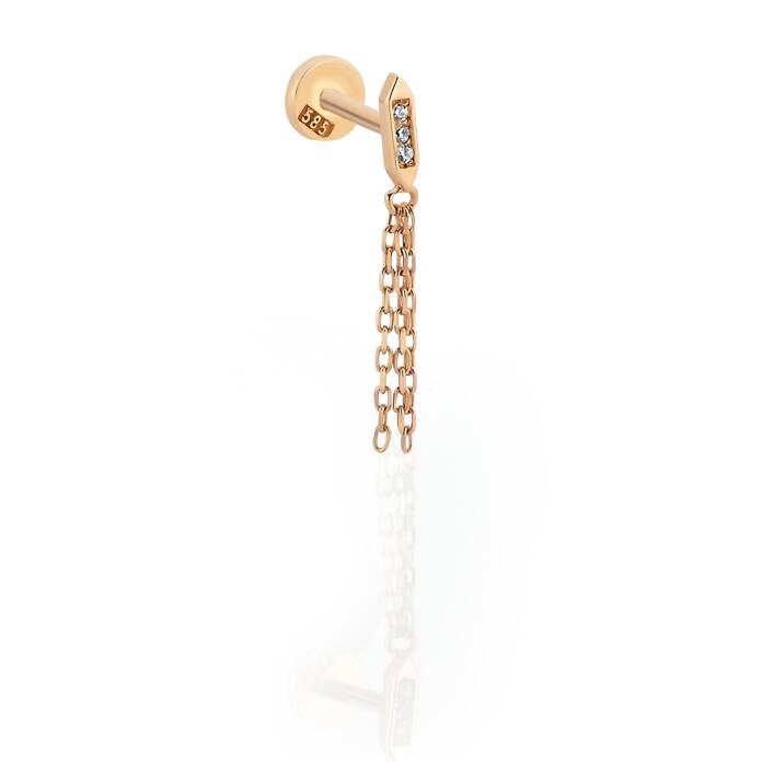 Üçtaş Ucunda Sallantılı Zincir Tragus Piercing - 1