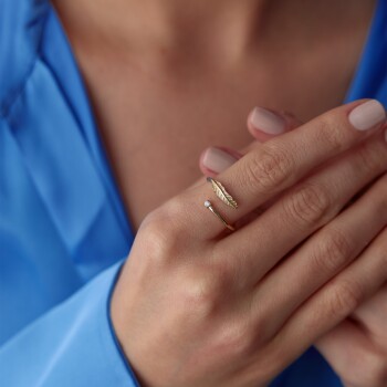 Ucu Tektaş Yaprak Yüzük - Rayna