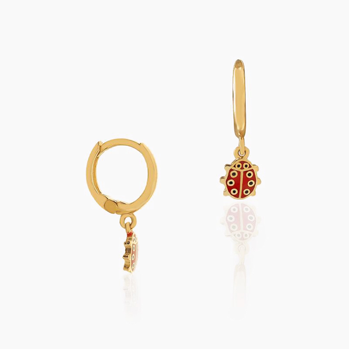 Uğur Böceği Halka Sallantılı Çocuk Küpesi - Melike