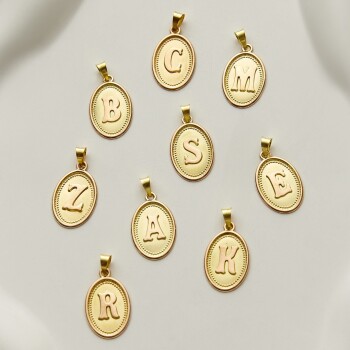 Uzun Oval Plaka Harf Kolye Ucu - Osman