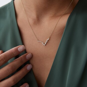 V Taşlı Tasarım Kolye - 2