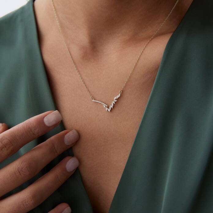 V Taşlı Tasarım Kolye - 2