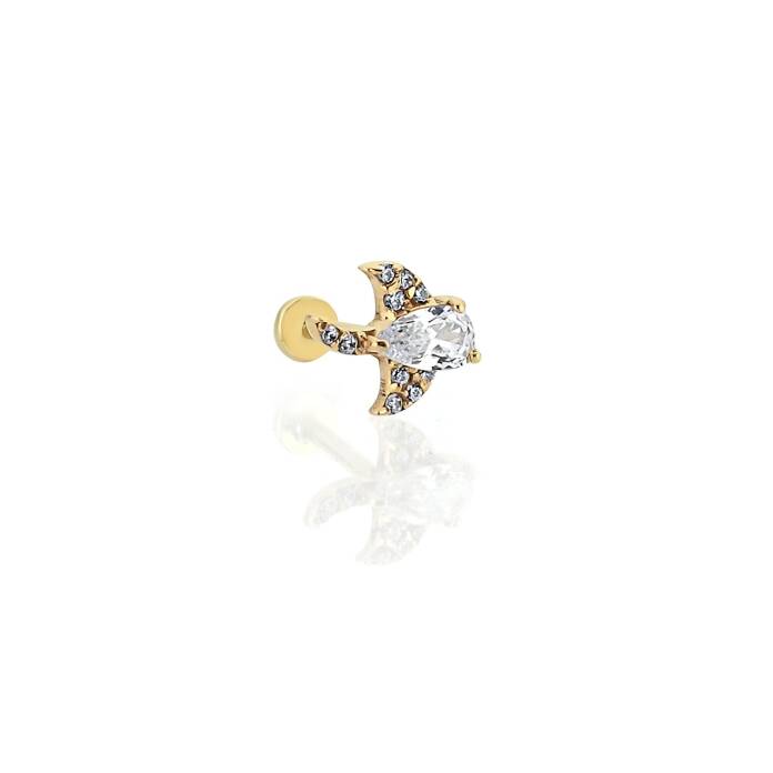 Vatoz Balığı Beyaz Tragus Piercing - 1