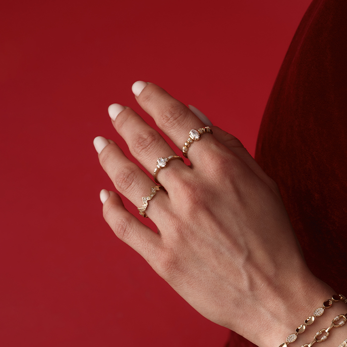 Vintage Oval Taşlı Altın Yüzük - Rayna (1)