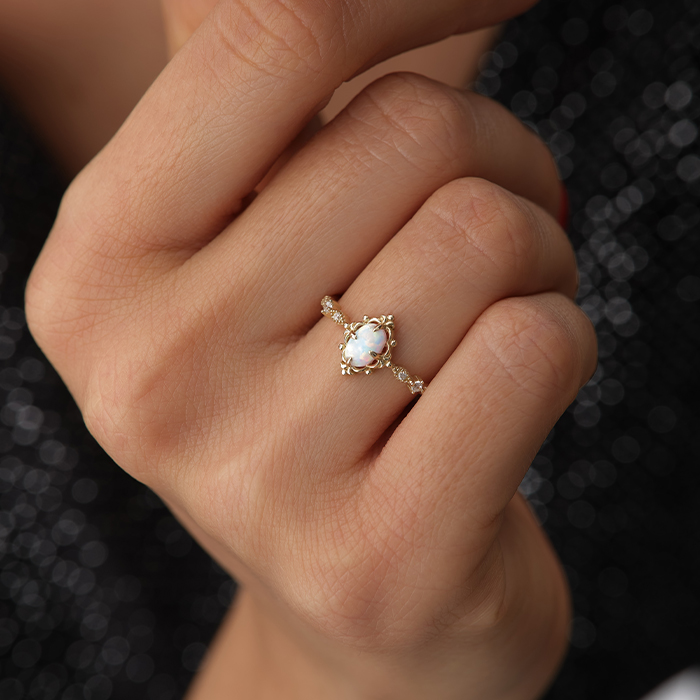 Vintage Zarif Taşlı Altın Yüzük - 3