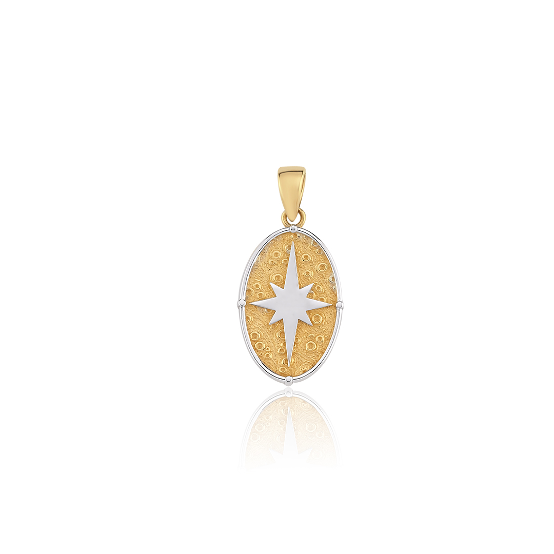 White Ay İşlemeli Polaris Kolye Ucu - 1