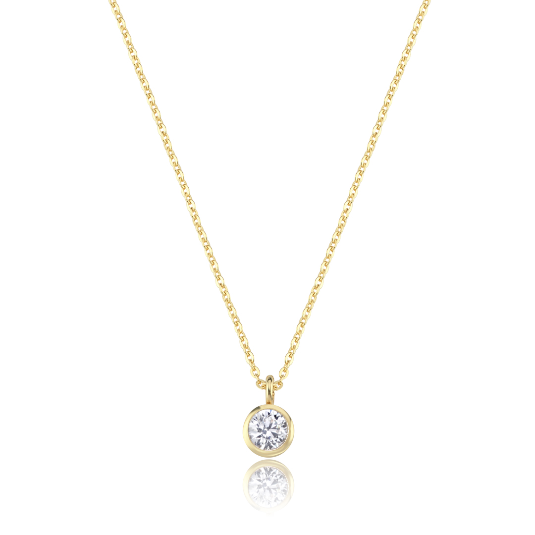 White Topaz Doğum Taşı Kolye - 1