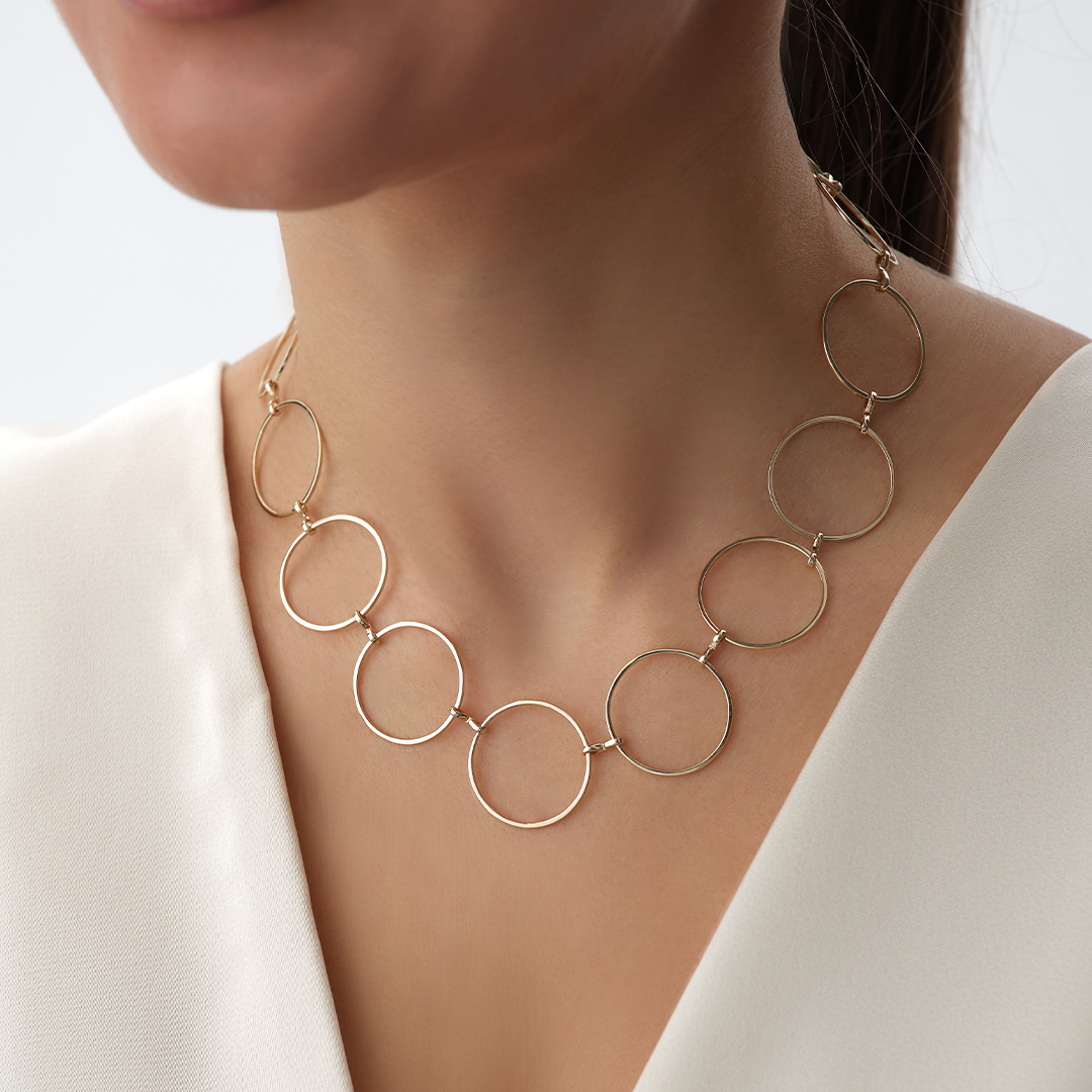 XL Halka Formlu Altın Kolye - 1