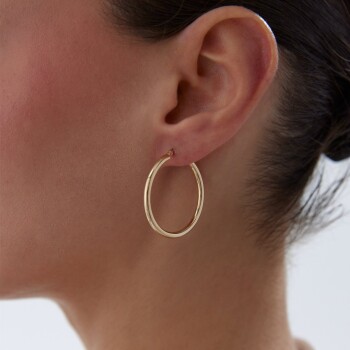 XLarge 2.50mm Oval Boru Halka Küpe - Tuana