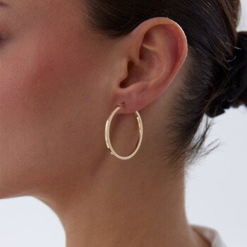 XLarge 2mm Kenarlı Boru Halka Küpe - Tuana