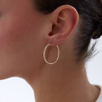 XLarge 2mm Oval Boru Halka Küpe - Tuana