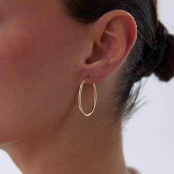 XLarge 2mm Oval Boru Halka Küpe - Tuana (1)