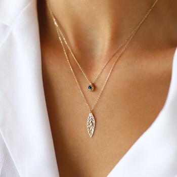 Yaprak Gözlü İkili Kolye - Rayna