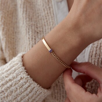 Yarı GurmetYarı Düz Renkli Bagetli Kelepçe - Mazi