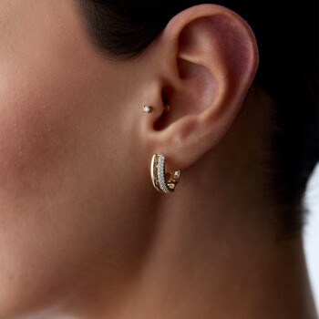 Yarı Sade Yarı Taşlı Küpe - Murat Özcan