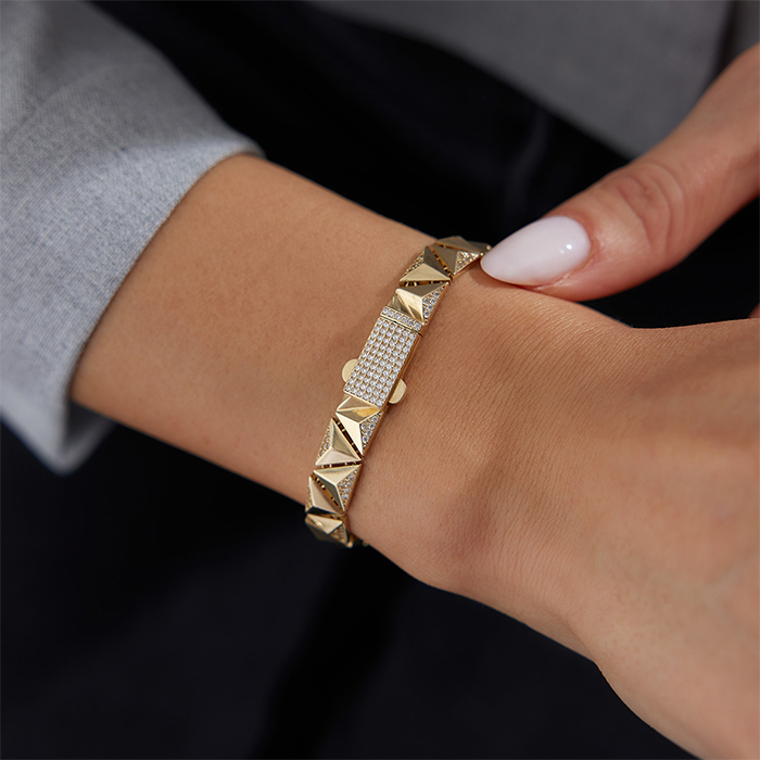 Yarı Taşlı Kilit Piramit Bileklik - Özer (1)