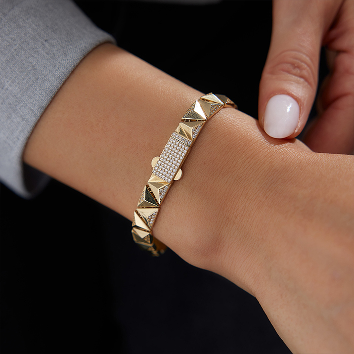 Yarı Taşlı Kilit Piramit Bileklik - Özer