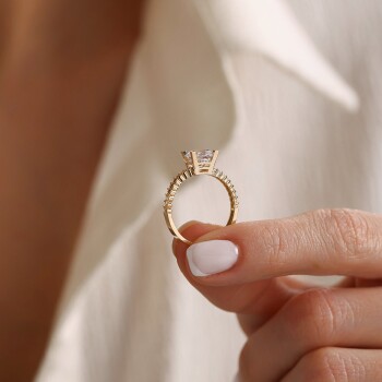 Yarım Tur Taşlı Oval Tektaş Yüzük - Oragold Orhan (1)