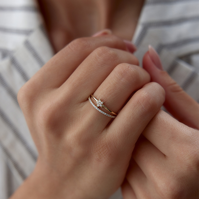 Yarımtur Star İkili Yüzük - Mazi