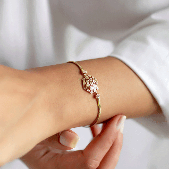 Yaşam Çiçeği Taşlı Bileklik - 1