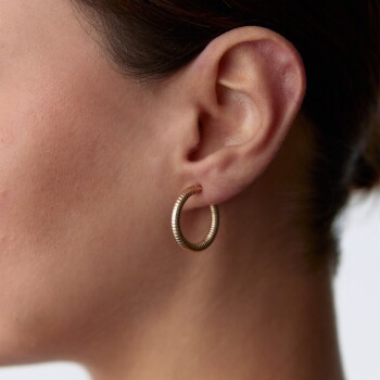 Yatay Çizgili Halka Küpe - Tuana