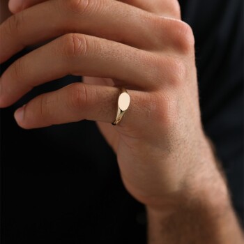 Yatay Elips Şövalye Erkek Yüzük - Nüans