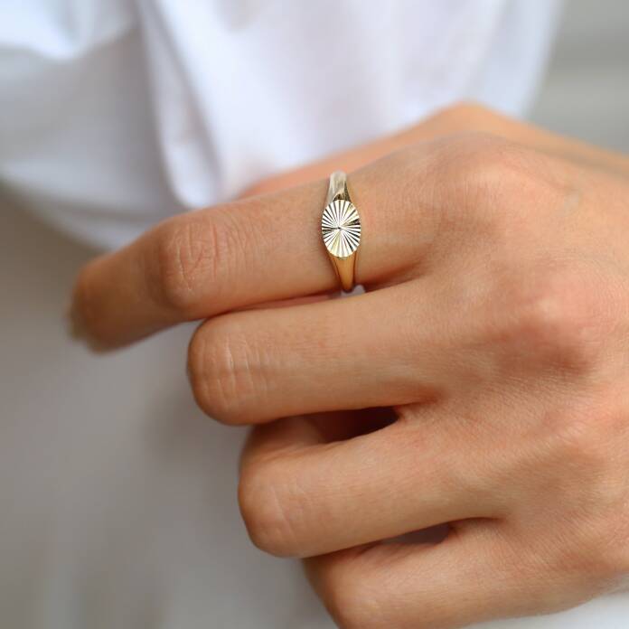 Yatay Elips Şovalye Yüzük - 1