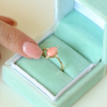 Yavruağzı Renk Opal Yüzük - Vedat (1)