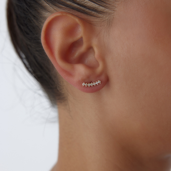 Yedi Taş Vidalı Küpe - Gökhan Bera