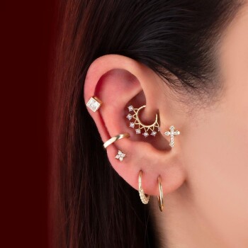 Yedi Taşlı Taç Helix Piercing - 2