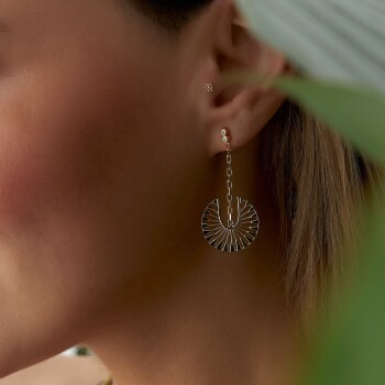 Yelpaze Zincir Sallantılı Küpe - Garo