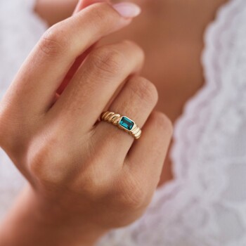 Yeşil Baget Burgu Yüzük - Rayna