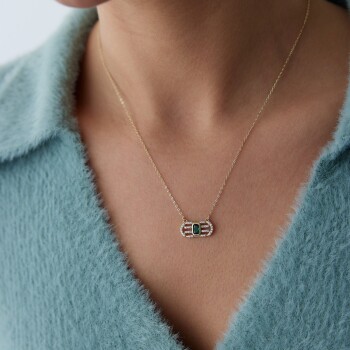 Yeşil Baget Kaburga Kolye - Rayna