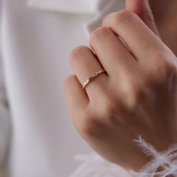 Yeşil Bagetli Dövme Yüzük - Cemart (1)