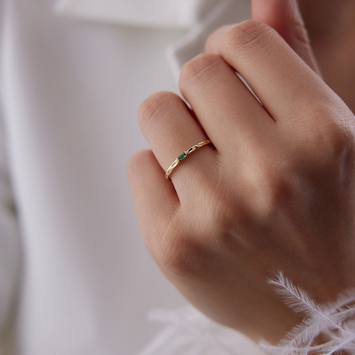 Yeşil Bagetli Dövme Yüzük - Cemart (1)