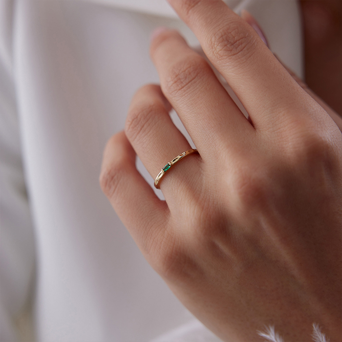 Yeşil Bagetli Dövme Yüzük - 1