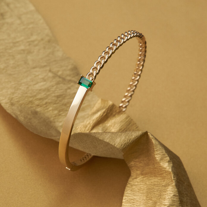 Yeşil Bagetli Geçiş Altın Kelepçe - 1