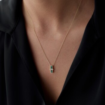 Yeşil Bagetli Kolye - Rayna (1)