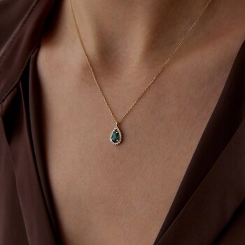 Yeşil Damla Baget Kolye - Özçelik (1)