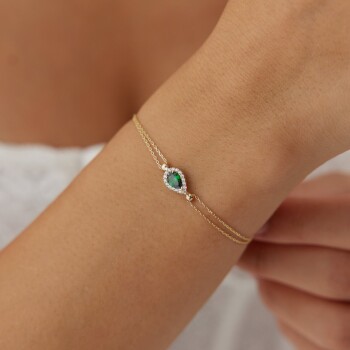 Yeşil Damla Taşlı Bileklik - Nüans
