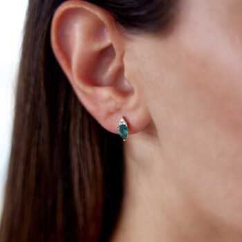 Yeşil Damla Taşlı Küpe - Rayna