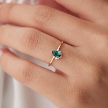 Yeşil Damla Yüzük - Rayna
