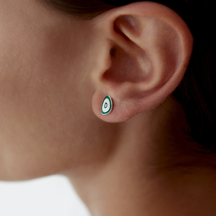 Yeşil Mineli Eye Küpe - Cemart (1)