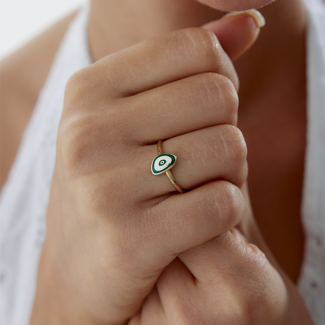 Yeşil Mineli Eye Yüzük - 2