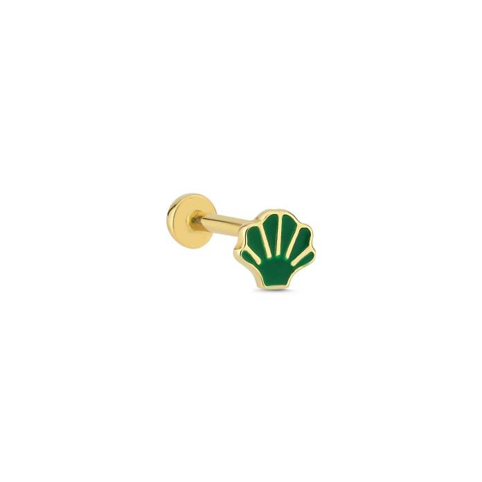 Yeşil Mineli Deniz Kabuğu Tragus Piercing - 1