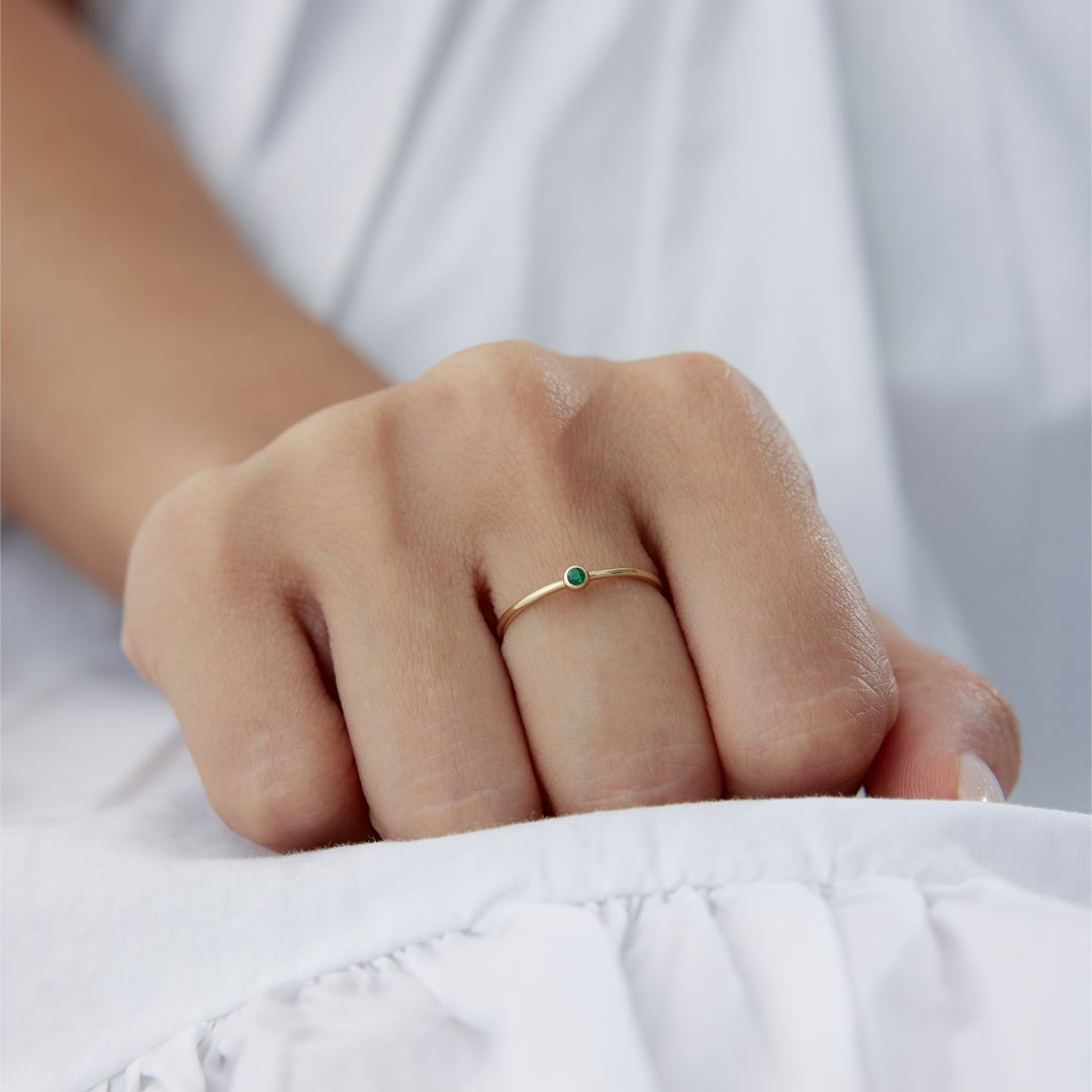 Yeşil Mini Tektaş Yüzük - 2