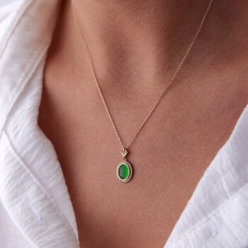 Yeşil Opal Taşlı Burgulu Kolye - Rayna (1)