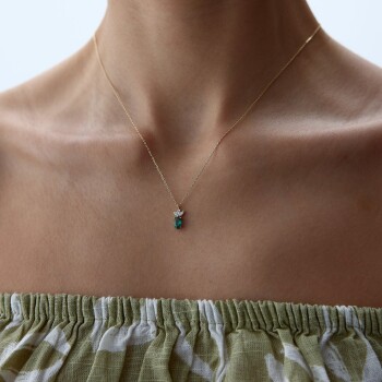 Yeşil Oval Taşlı Kolye - Rayna (1)