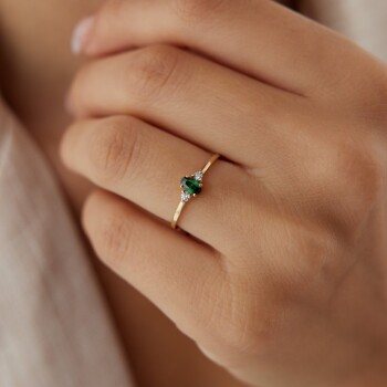 Yeşil Oval Taşlı yüzük - Mazal