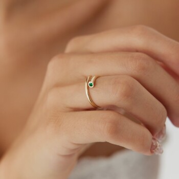 Yeşil Taş Detaylı Sarmal Yüzük - Gökhan Bera (1)